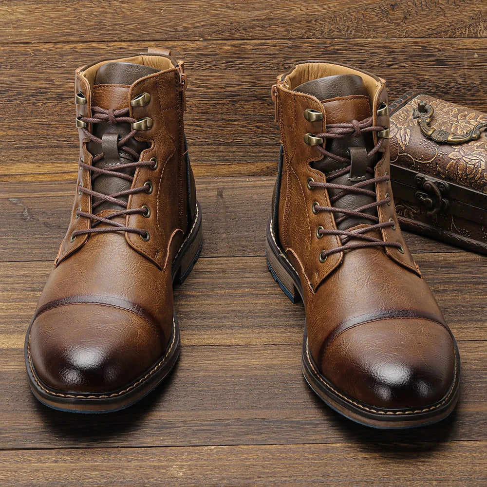 Size 8-13 Retro Men Boots 2026 Fashion Comfortable Spring Leather Boots