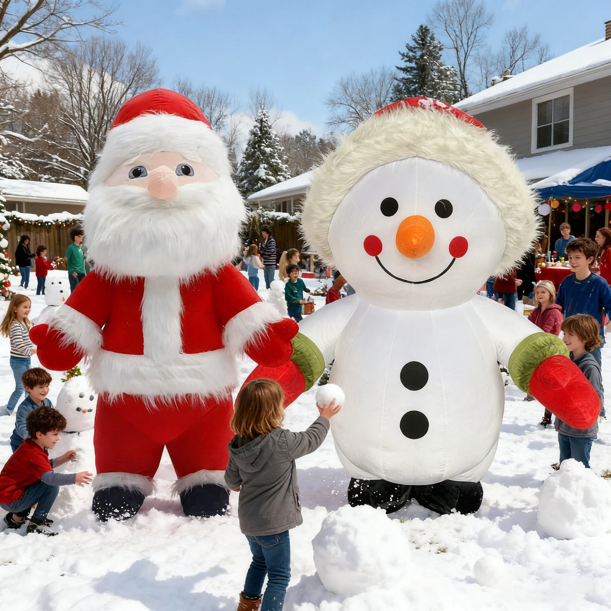2.6m Santa Claus Snowman Inflatable Costume Mascot Parade Adult Character Cosplay Christmas Party Event Plush Set
