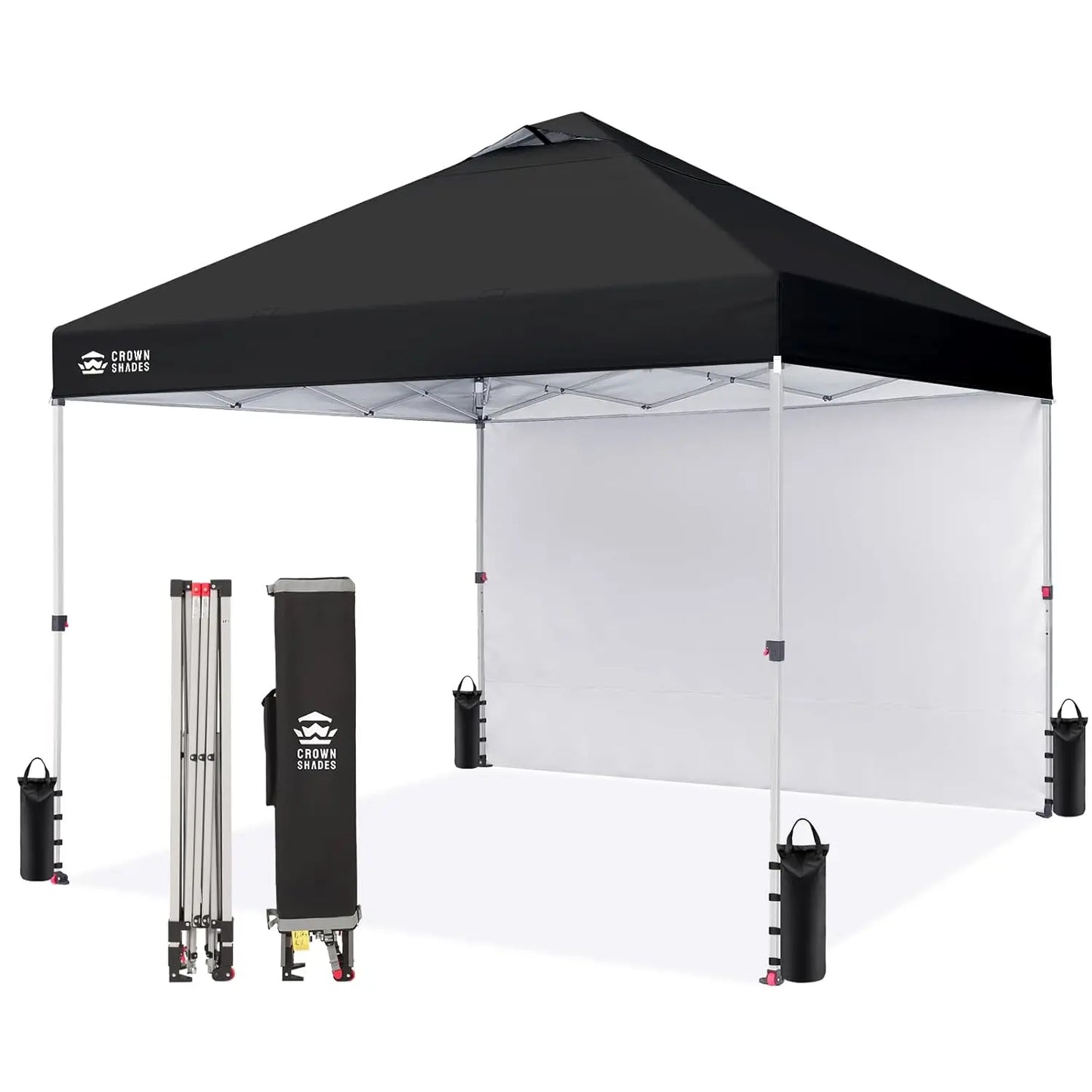10x10 Pop Up Canopy with 1 Side Wall - Beach Tent with One Push Setup - Outdoor Sun Shade for Events, Parties,, Customized