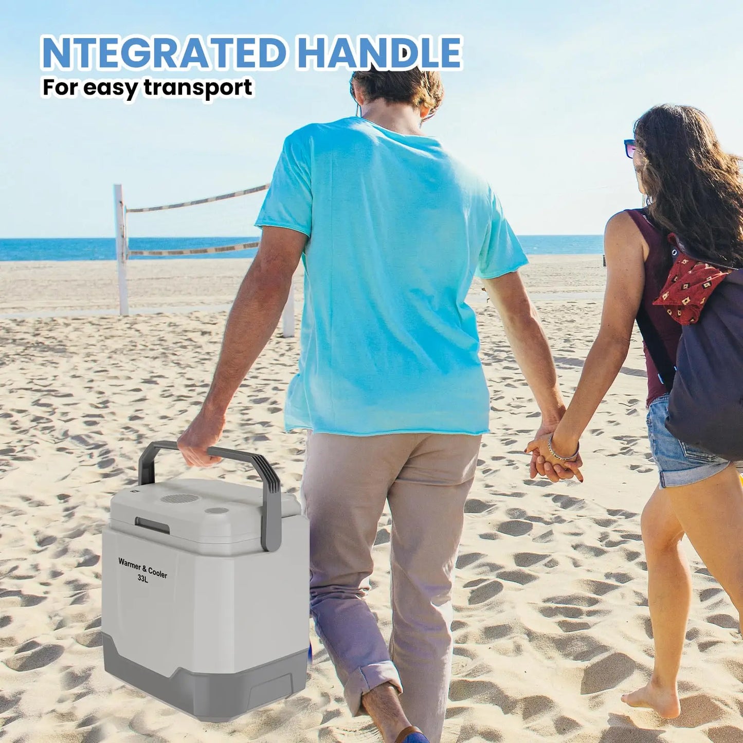 Portable 35QT Plug In Electric Cooler Warmer, 12V/110V Car Travel Cooler With Locking Handle For Camping Beach Picnic Food Home