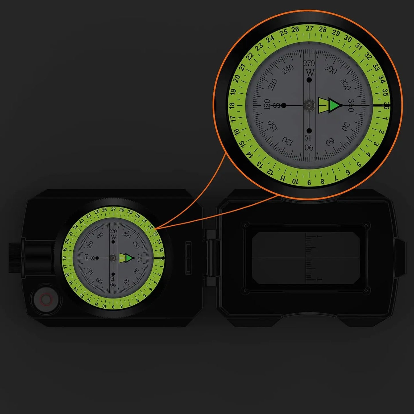 Professional Military Compass with Sighting Clinometer, IP54 Waterproof, Aluminum Alloy, Lightweight for Hiking Camping