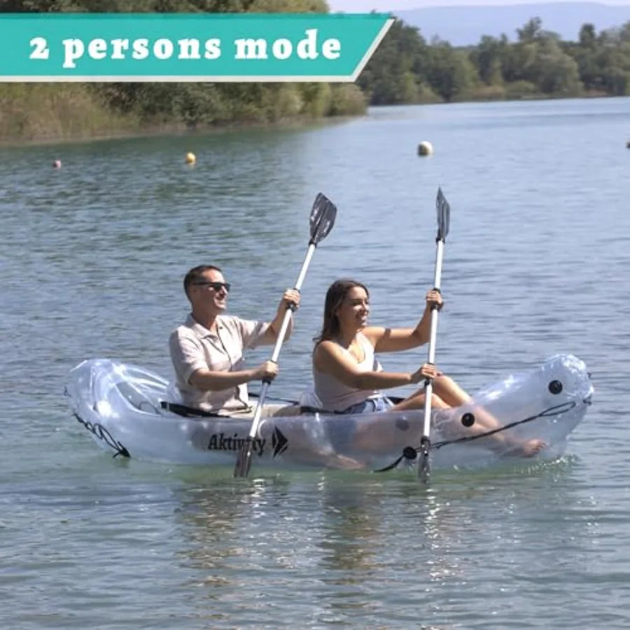 Clear Kayak 2 Person Transparent Inflatable Tandem For Adults Suitable For Lake Use Made Of Premium PVC In Crystal Clear With E