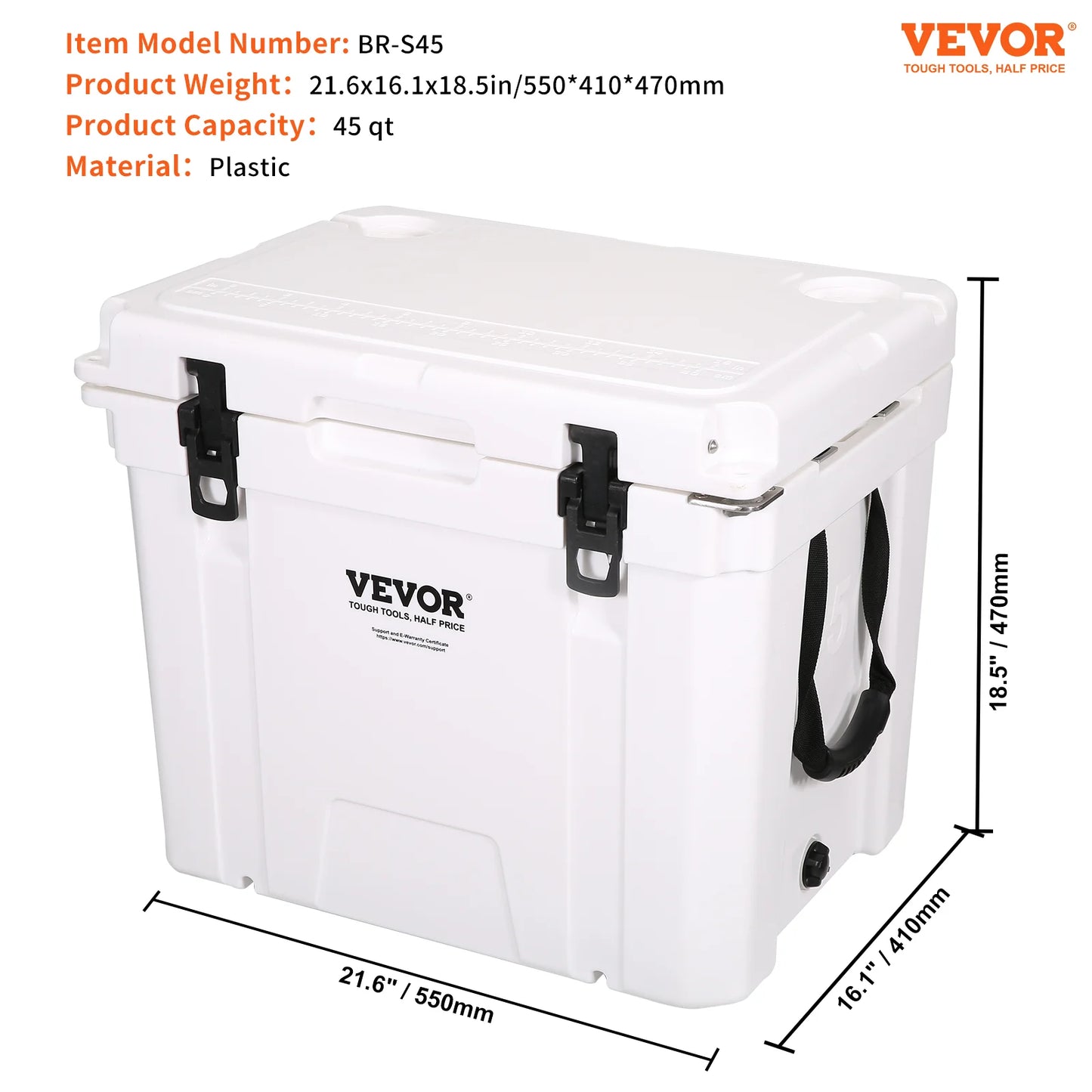 SucceBuy 25/33/45/52QT Portable Hard Cooler Fully Insulated Ice Chest Cooling Box Goods Basket for Beach Outdoor Camping Travel