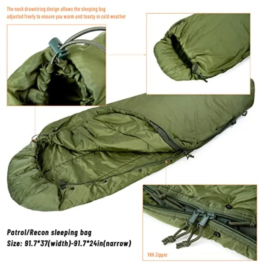 Army Military Modular Sleeping Bags System Multi Layered with Bivy Cover for All Season Woodland/Multicam