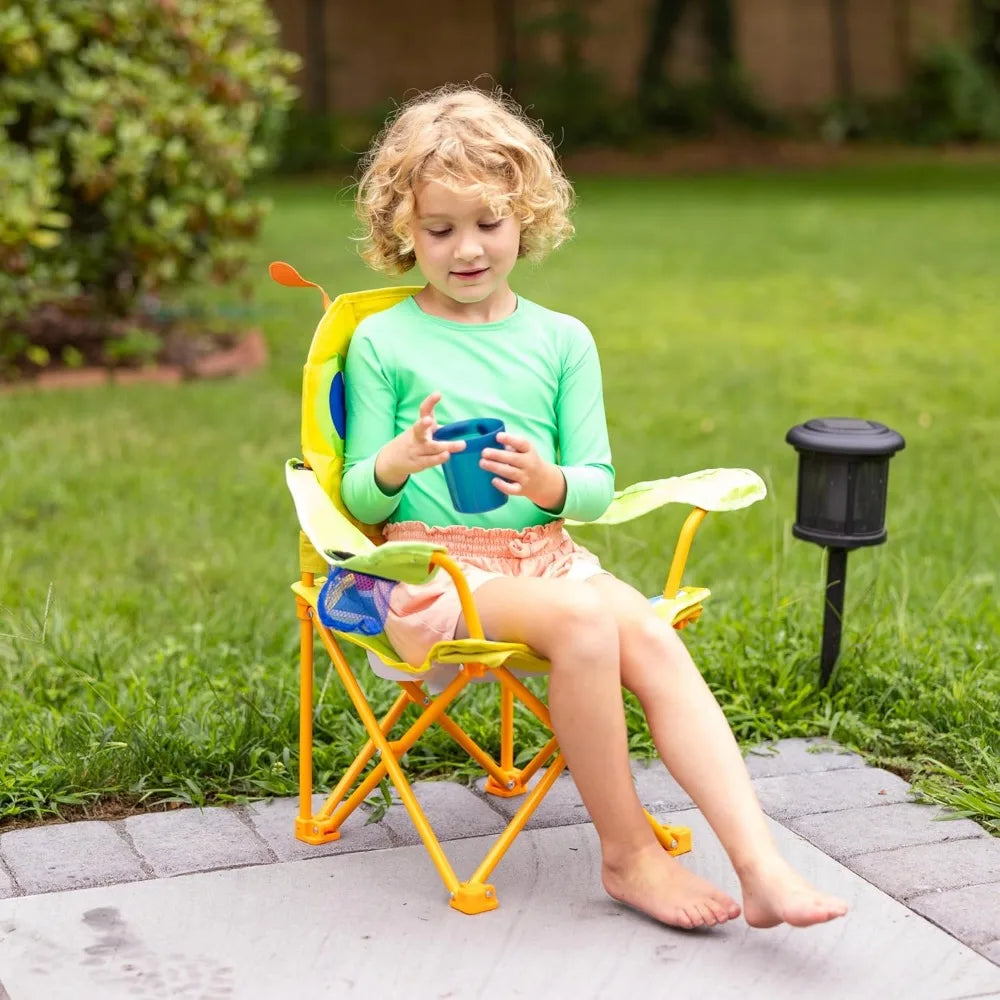 Kids Folding Outdoor Camping Chair with Bug Design Easy Setup Packaging