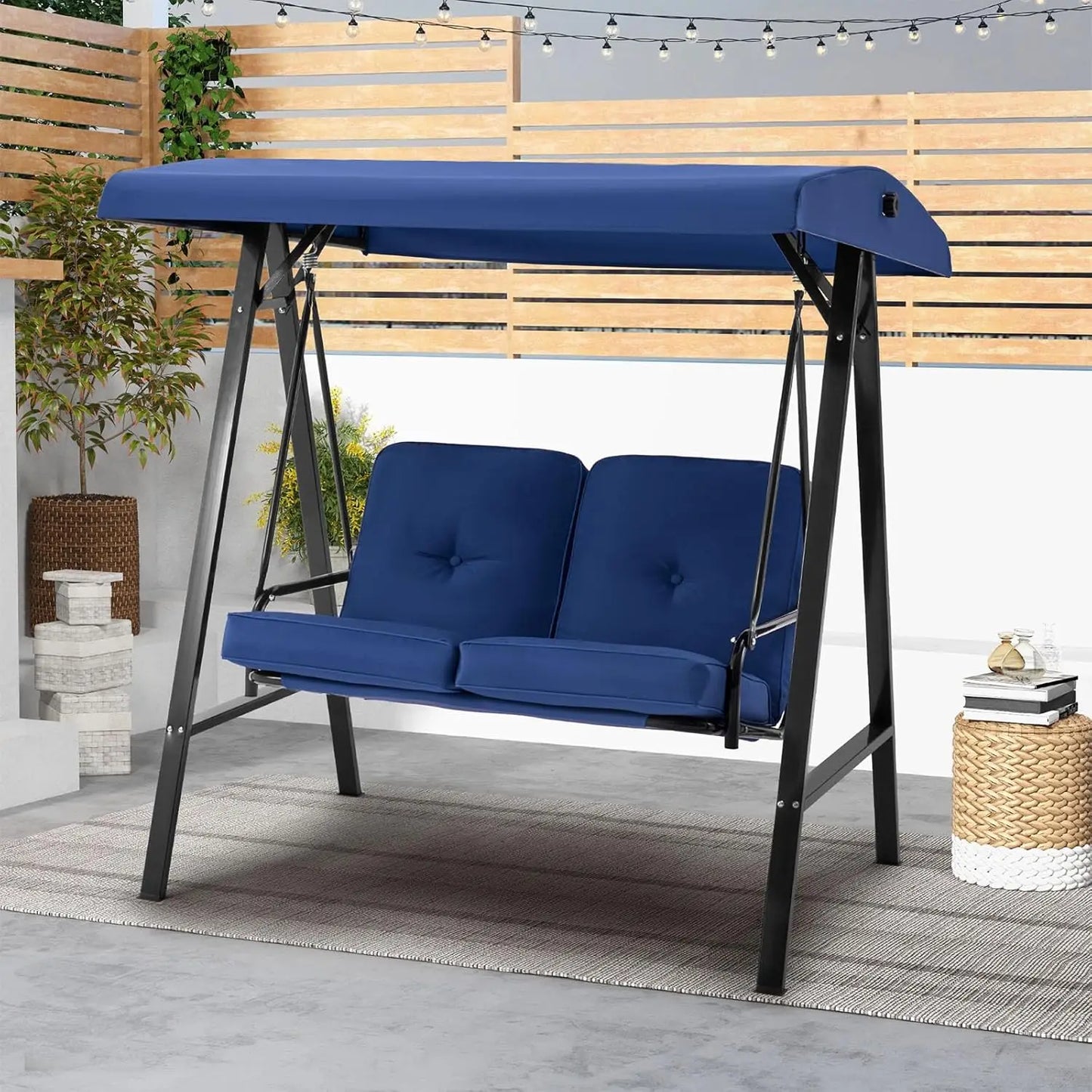 Outdoor Patio Swing Chair for Adults, 2-Seat Porch Swings with Adjustable Canopy, Outside Swing Bench with, Customized