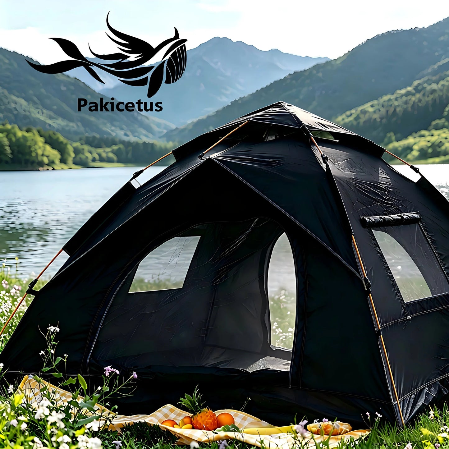 PAKICETUS 1/2/3 Person Instant Dome Tent, 60 Seconds Quick Automatic Setup Dual Doors Portable Pop Up Tent with Carry Bag, Lightweight Backpacking Tent for Outdoor Adventure Hiking Backyard Use