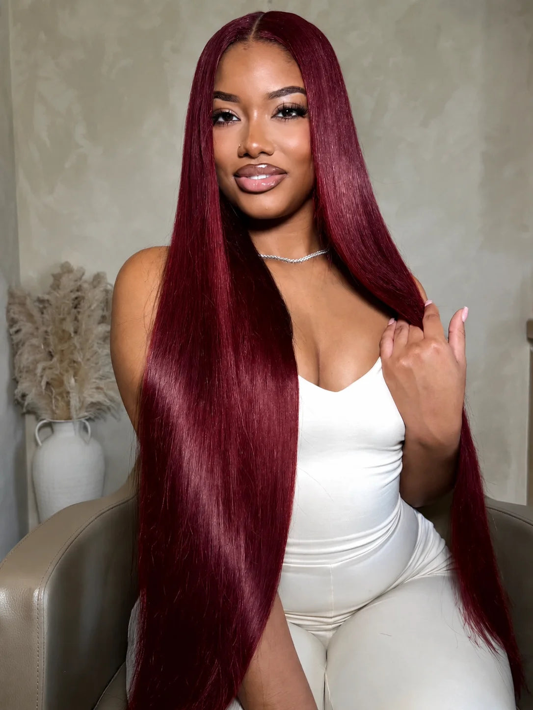 38inch 13x6 HD Lace Front Wig 99J Red Burgundy Colored Human Hair Wigs Straight Human Hair Wigs Transparent Lace Frontal Wigs