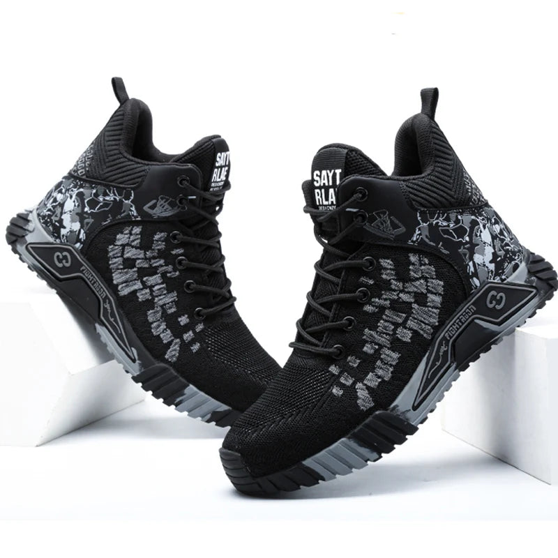 Breathable Camo Men Indestructible Steel Toe Construction Work Boots Anti-smash Stab-resistant Safety Shoes Biker Botas Para Hombre