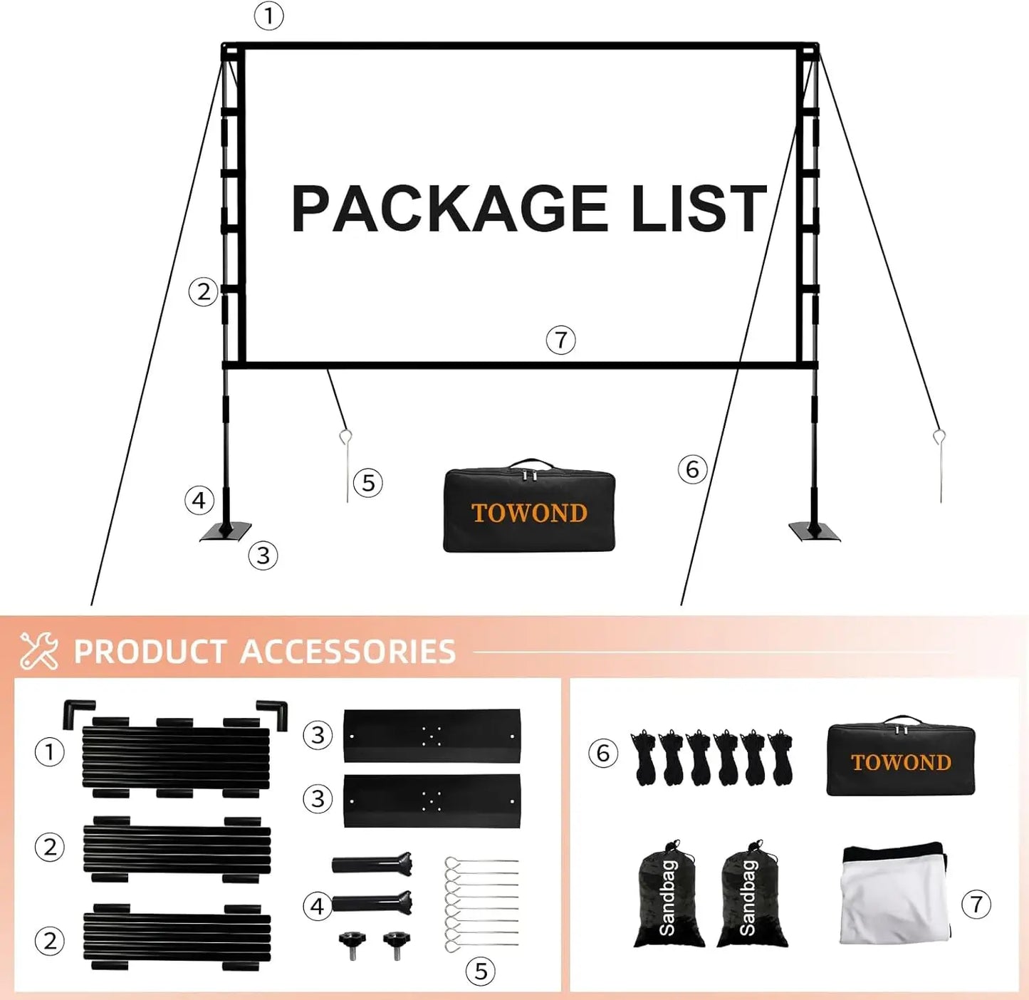 120 Inch Portable Projector Screen with Stand, 16:9 Wrinkle-Free Design for Indoor Outdoor Home Theater