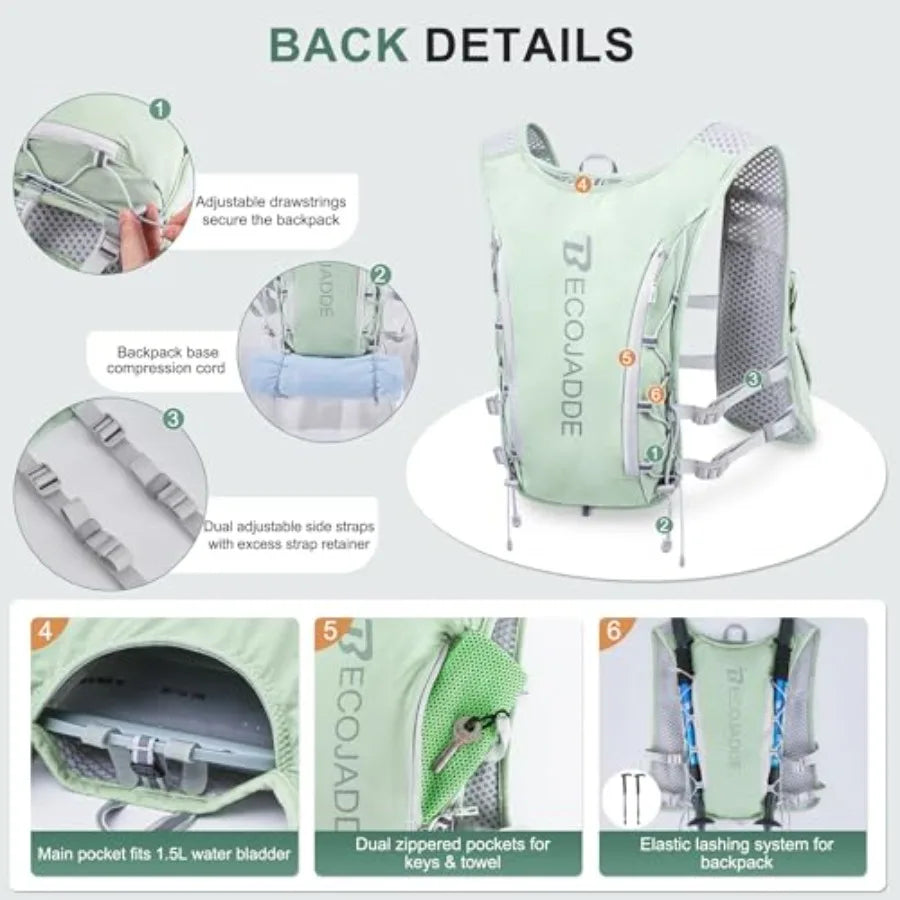 Hydration Backpack for Men Women Lightweight Backpack Hydration Pack for Marathon Trail Cycling Hiking Jogging