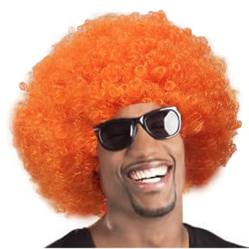Colorful Rainbow Synthetic Curly Afro Fluffy Wig Cosplay Party Halloween Clown Disco Costume Role Play