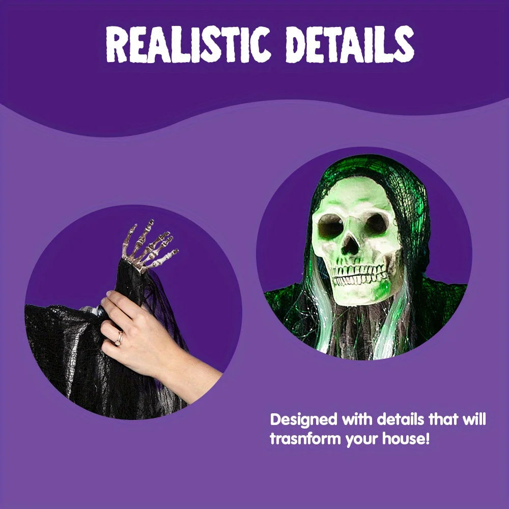3 Pack Hanging Halloween Skeleton Ghosts Decorations, Grim Reapers for Best Halloween Outdoor Decorations