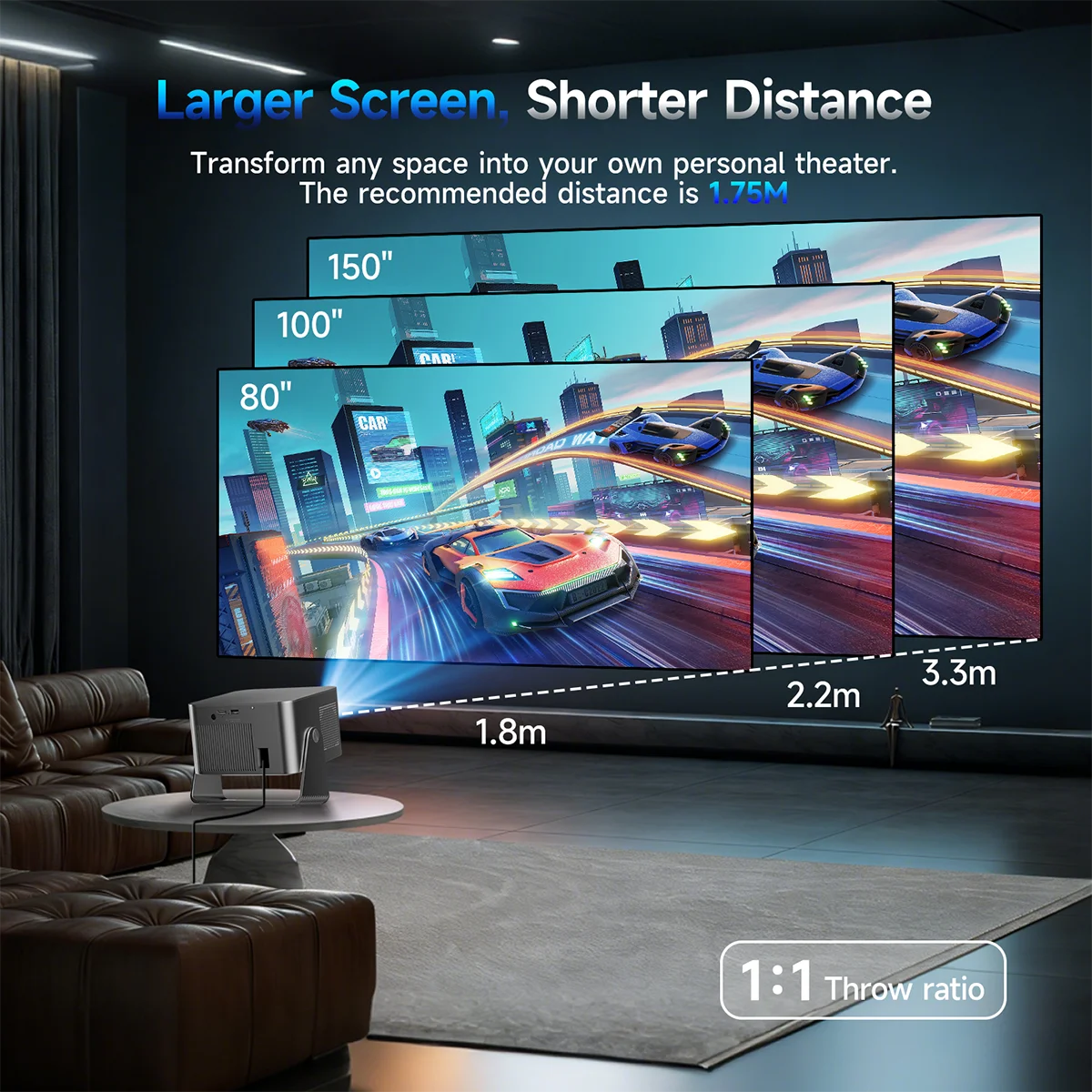 Magcubic HY350GTV Projector with 4K TV Stick 1080P 900 ANSI Native Projector Auto Focus Portable Beam Home Theater