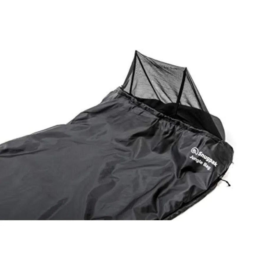 Jungle Bag - Tropical Sleeping Bag with Mosquito Net Right Hand Zip Black
