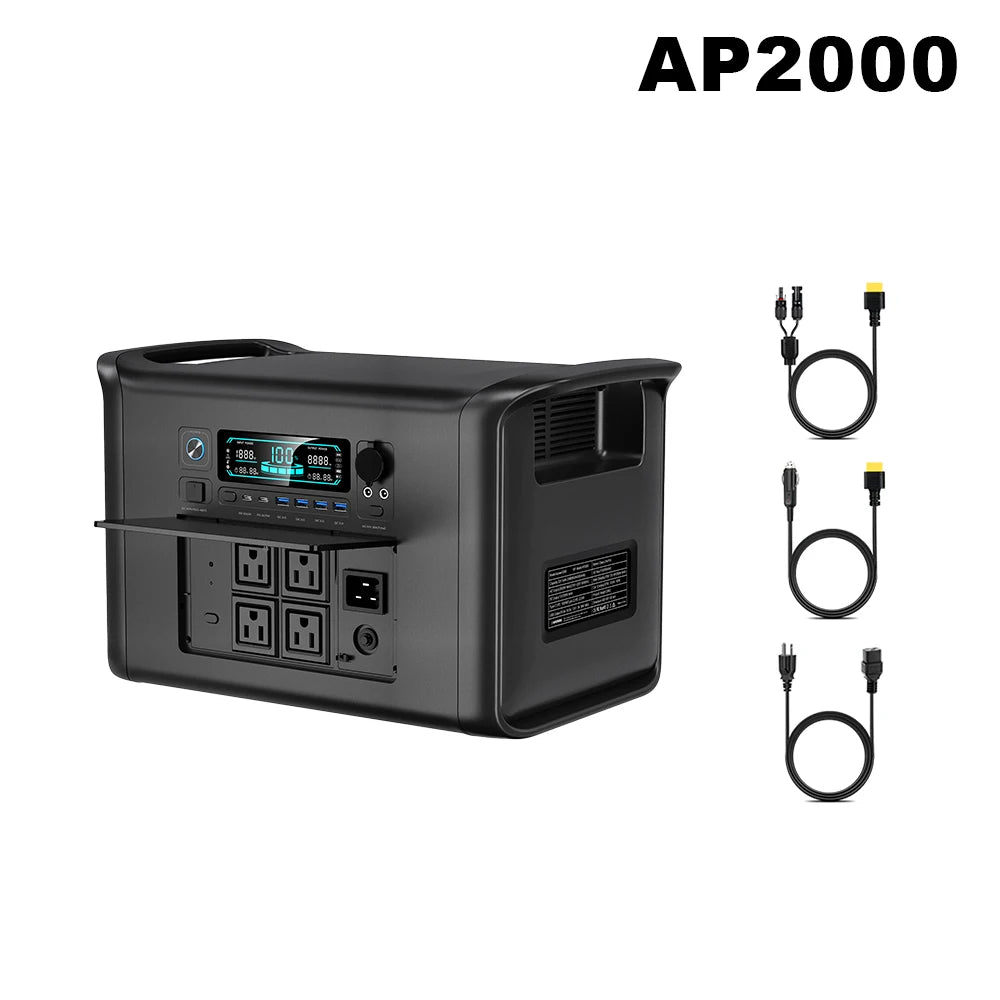 CTOLITY 2400W 200W Power Station Outdoor Camping Portable 2048Wh Solar Generator LiFePO4 Battery 110V 192Wh Power Bank Home Backup Power Supply Emergency Battery
