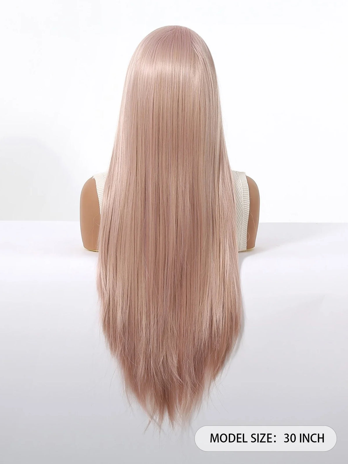 Halloween Wig Long Straight Ash Pink 13x4 HD Lace Front Wig 30 Inch Heat Resistant Fiber Synthetic Wig Glueless Synthetic Transparent Lace Frontal Wigs Pre Plucked Pastel Rose Gold for Women