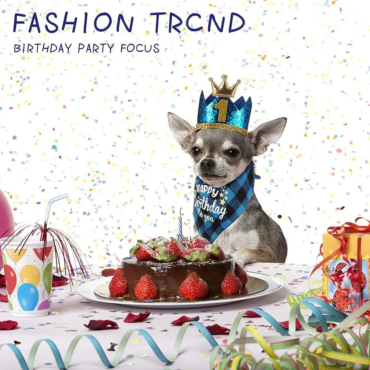 Birthday Themed Cute Pet Bandana, 4 Counts/set Crown Hat Pet & Neck Accessories, Pet Birthday Party Decoration Supplies, Pet Decorations, Costume Outfits