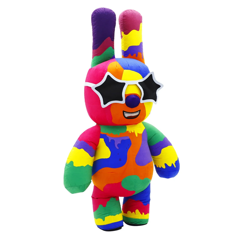 Colorful Rabbit Inflatable Clothing Mascot Parade Adult Character Cosplay Birthday Opening Ceremony Party Event Plush Set