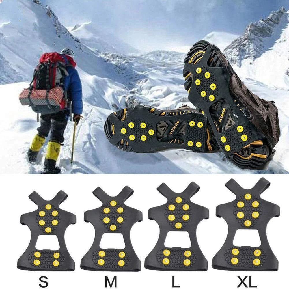 10 Teeth Climbing Crampons Anti-Slip Winter Ice Claws Unisex Mountaineering Cleats Walking Hiking Accessories