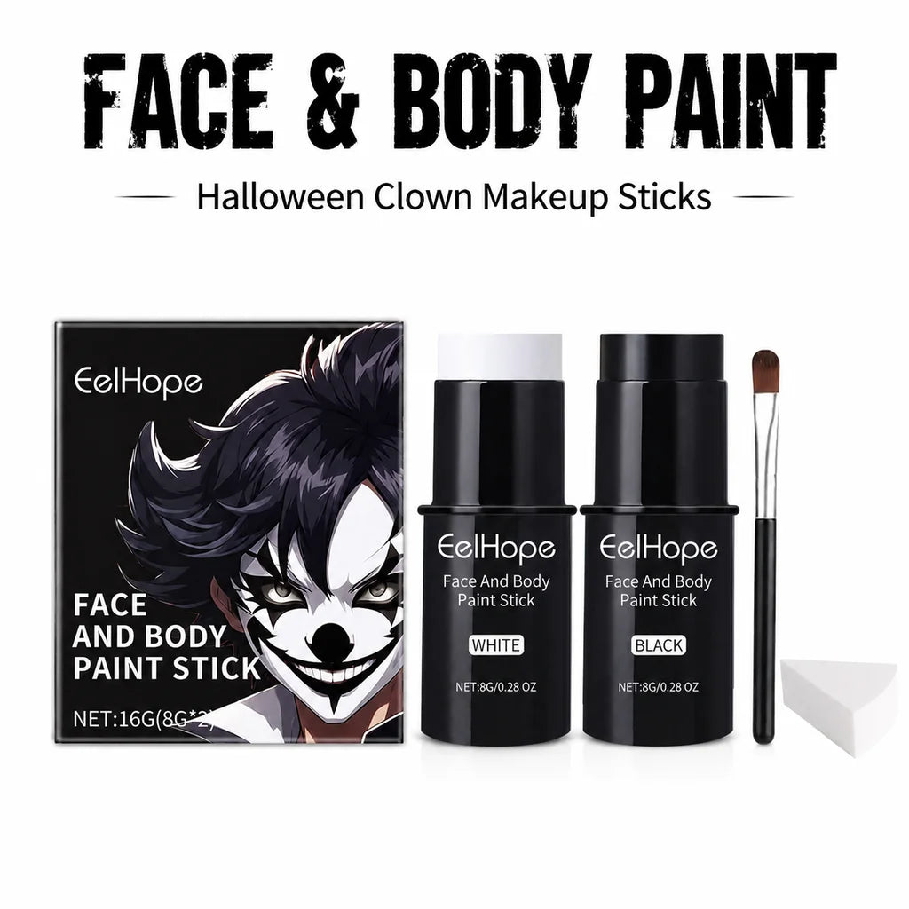 Halloween Face Paint Sticks Kit Vibrant Costume Makeup Set for Kids Adults Washable Cream-Based Face Paint Body Art Party Cosplay Gift Non-Toxic Safe
