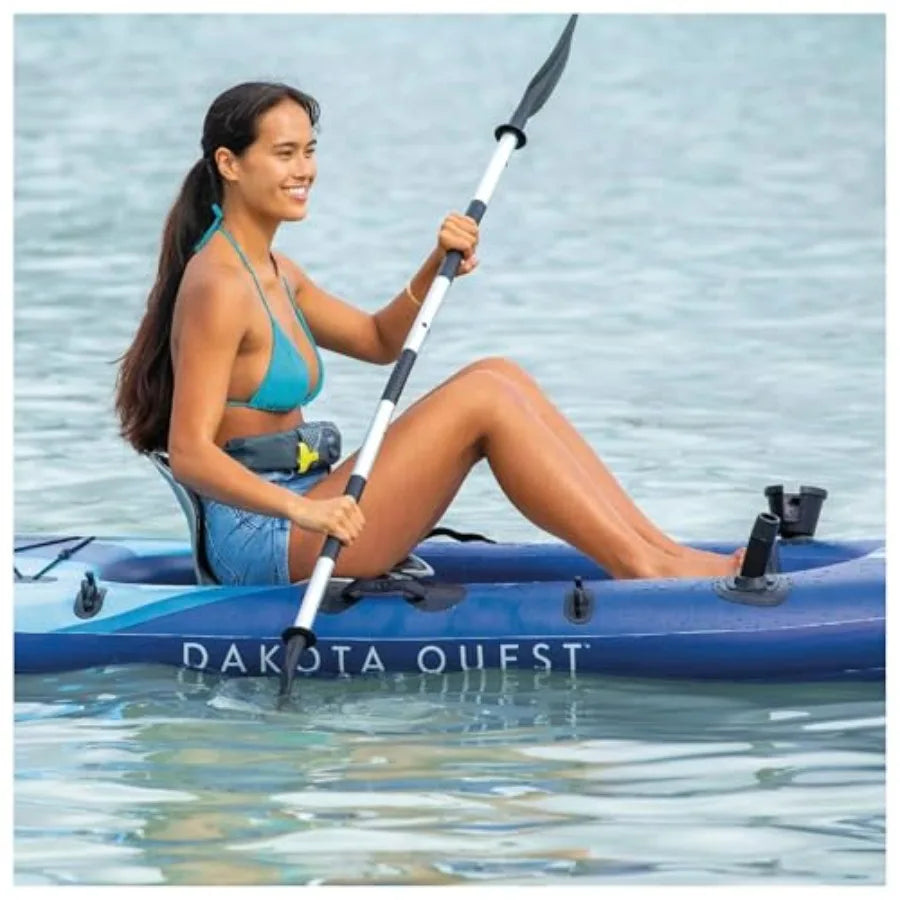 Sit-On-Top Inflatable Kayak Outdoor Recreational Fishing Kayak with Durable PVC Material in Blue for Easy
