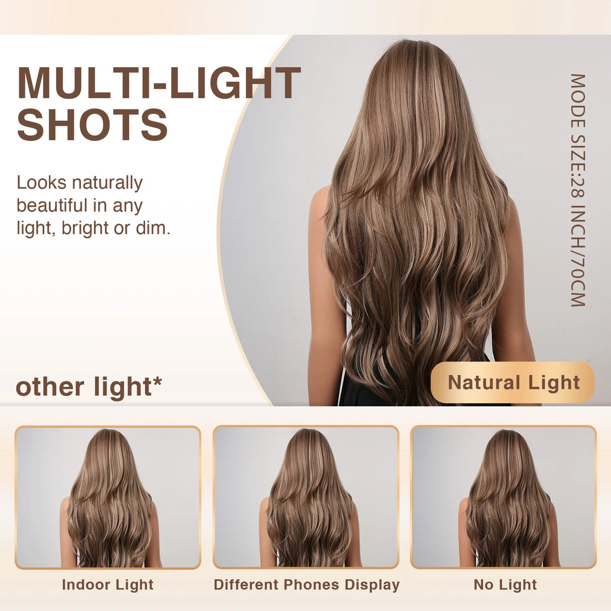 Halloween Wig TopShe Long Wave Wig with Bangs for Woman Brown Wig with Blonde Highlights Synthetic Wig Heat Resistant Loose Wave Daily Wear Natural Looking 28 Inch Ash Brown Layered Hair Soft Silky Natural Bio-Scalp Wigs