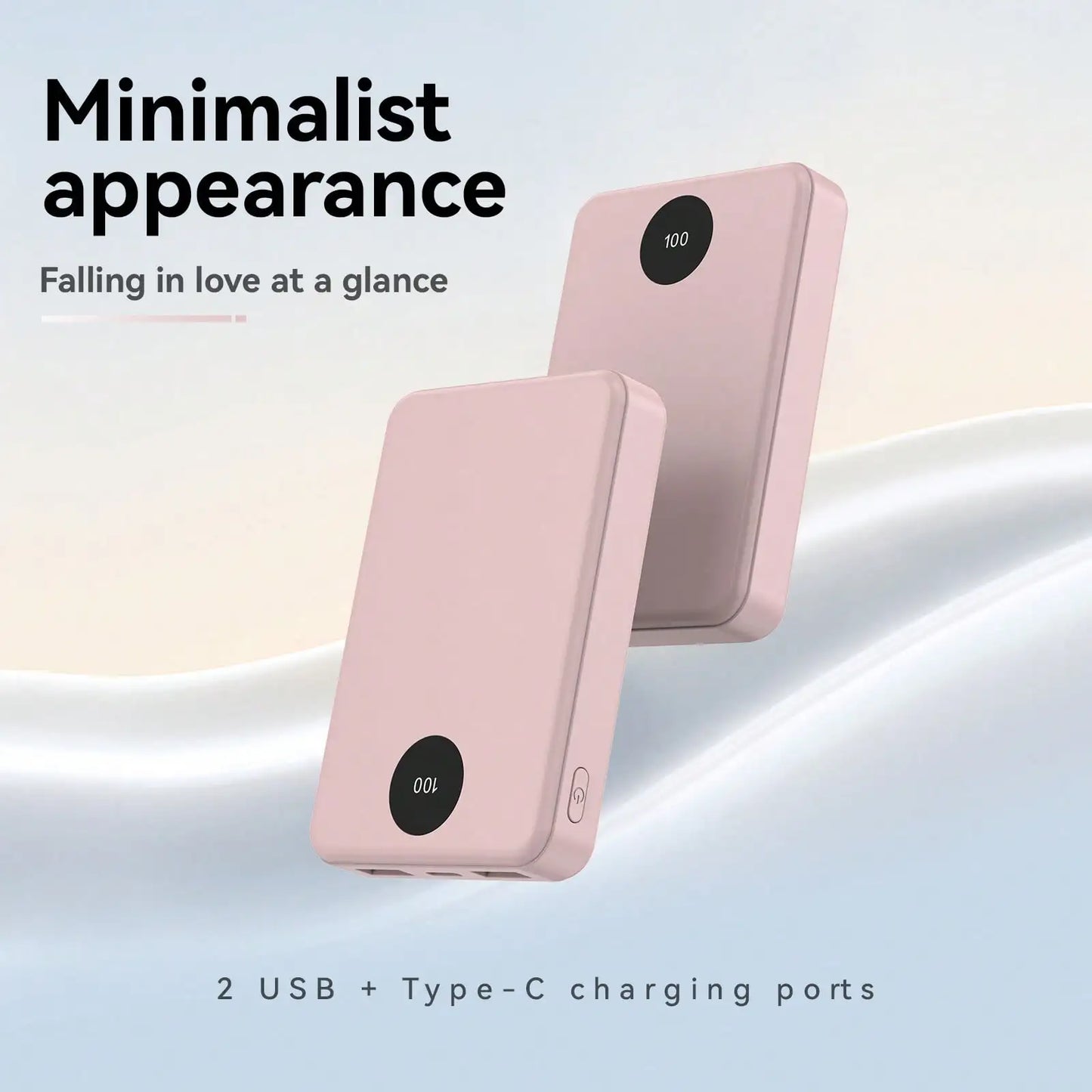 10000mAh Portable Power Bank Mobile Phone Charger, Small And Lightweight, Built-In Type-C Two-Way Charging And Discharging, Equipped With 2 USB-A Ports And Battery Level Display. Can Charge 3 Phones Simultaneously, Compatible
