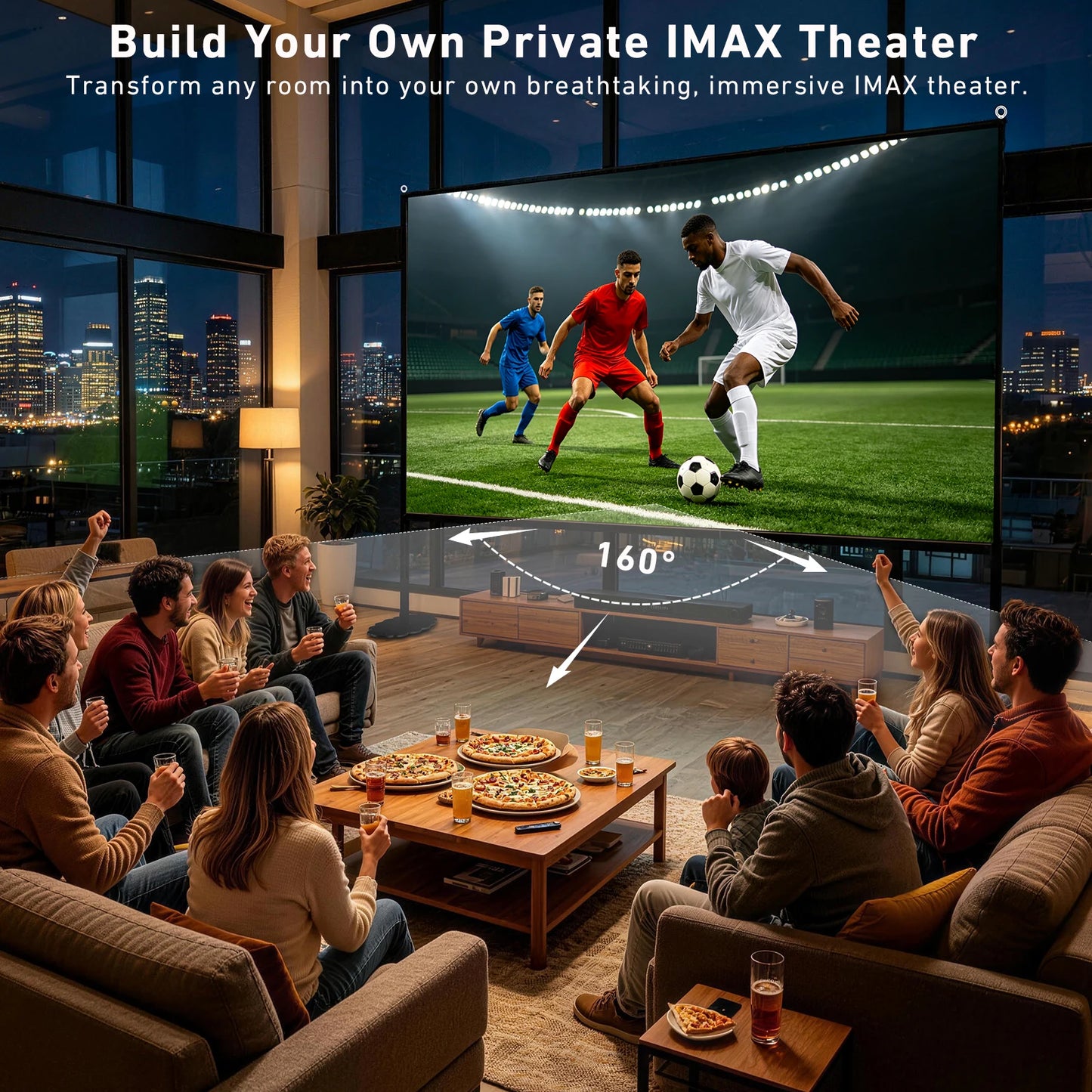150 inch Projector Screen with Stand for Sports events & Football Match, 16:9 4K HD Portable Outdoor Movie Screen, Wrinkle-Free Foldable Indoor Projection Screen with Carry Bag & Ground Nails for Backyard Cinema Home Theater