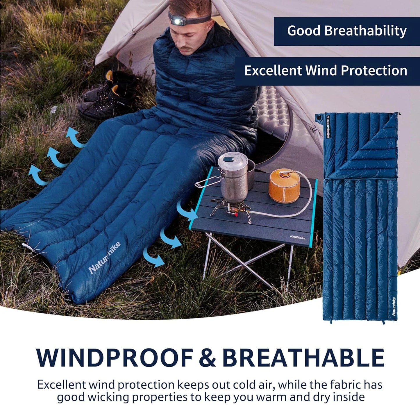 Naturehike Ultralight Backpacking Duck Down Sleeping Bag for Adults Warm Splicable Double Quilt 2 Person Sleeping Bags for Hiking Camping 3 Seasons