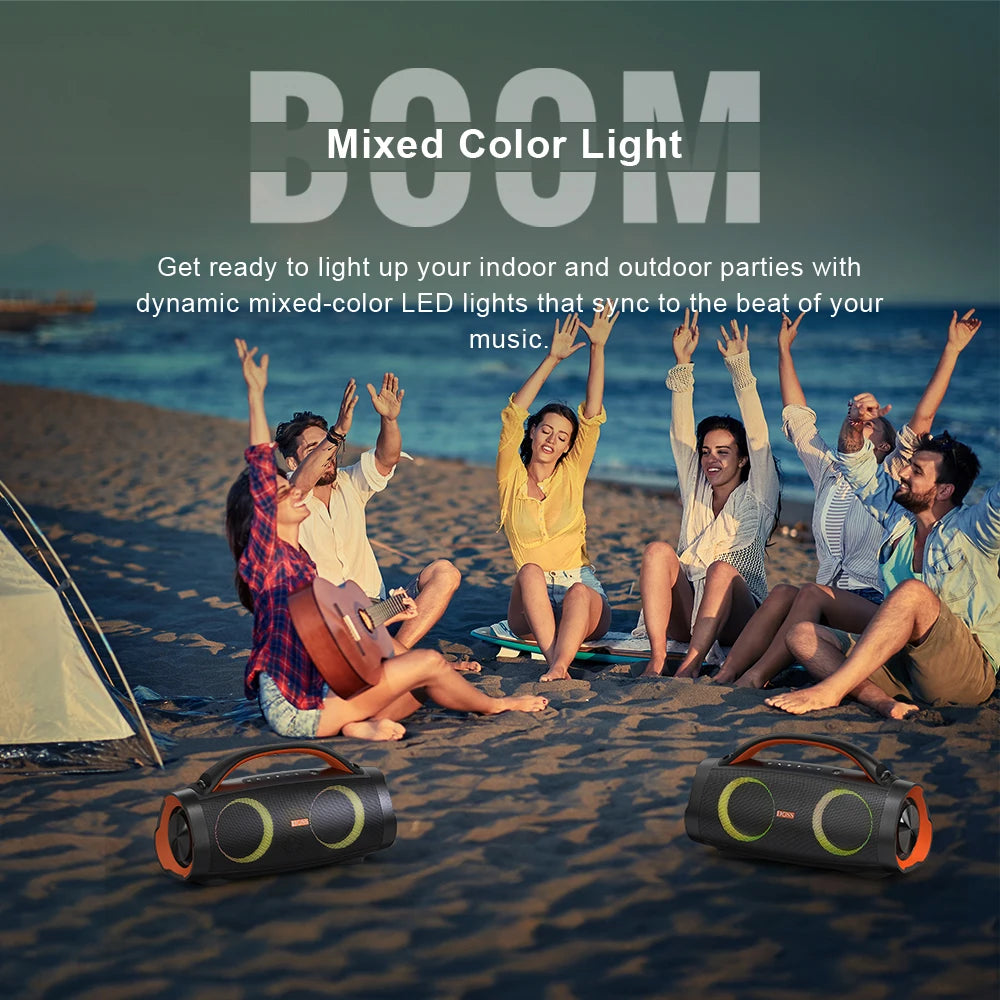 DOSS 100W Portable Speaker Bluetooth 5.3 Powerful Stereo Sound Bass Subwoofer Sound Box Outdoor IPX6 Waterproof Wireless Speaker