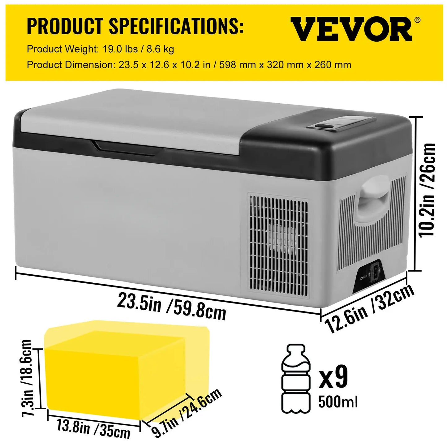 SucceBuy 9L 15L Car Refrigerator Portable Compressor Fridge Freezer Cooler DC 110-240V AC for RV Travelling Camping Fishing