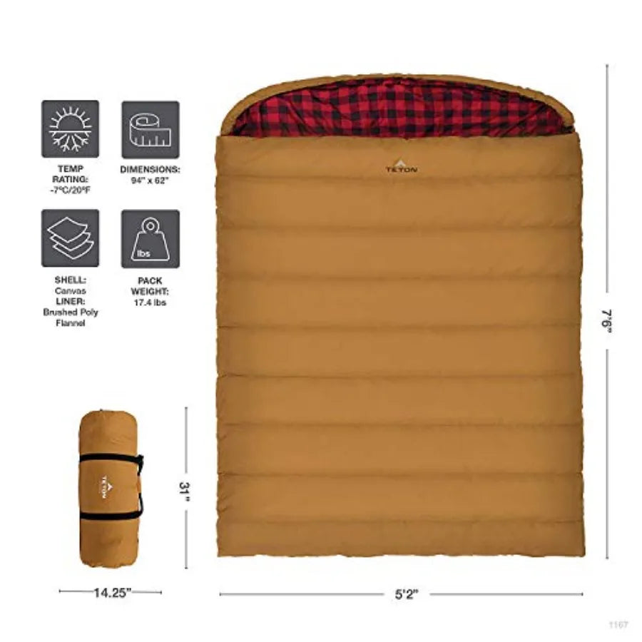 Queen Size Double Sleeping Bag- A Warm Bag The Whole Family can Enjoy Great for Camping Hunting and Base Camp