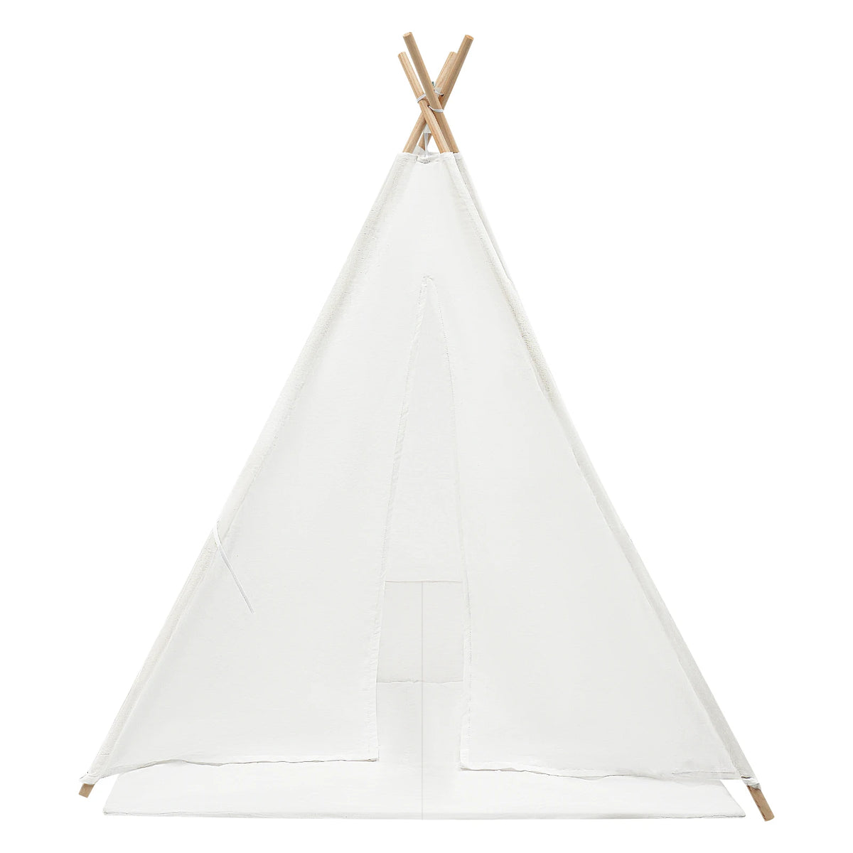 Kids Teepee Play Tent Set, 120120140cm White Cotton Linen 160cm Wood Poles Star Light Mat Assembly Accessories, Foldable Window Curtain Washable Tear-proof Cloth Stable Frame, Bedroom Reading Nook Birthday Indoor Picnic Decor
