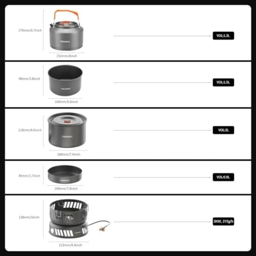Fire Maple Versatile Outdoor Cooking Set Gas Stove Aluminum Compact and Durable Camping Cookware Kit