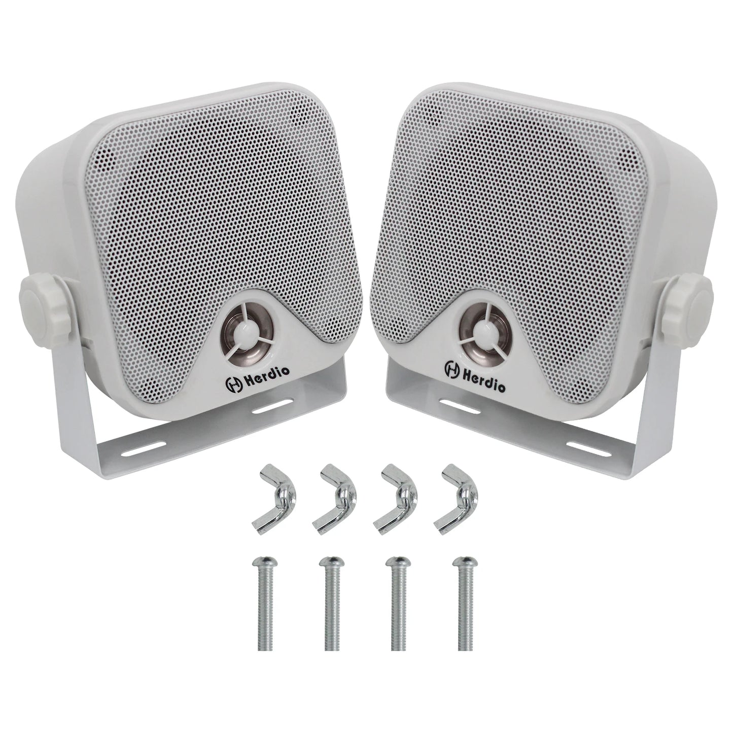 Herdio 4 Inch Heavy Duty Waterproof Boat Marine Box Outdoor Speakers Surface Mounted For Skid Steer ATV UTV RZR Golf Cart 2Pcs