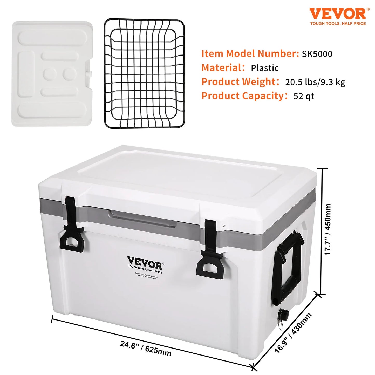 SucceBuy 25/33/45/52QT Portable Hard Cooler Fully Insulated Ice Chest Cooling Box Goods Basket for Beach Outdoor Camping Travel