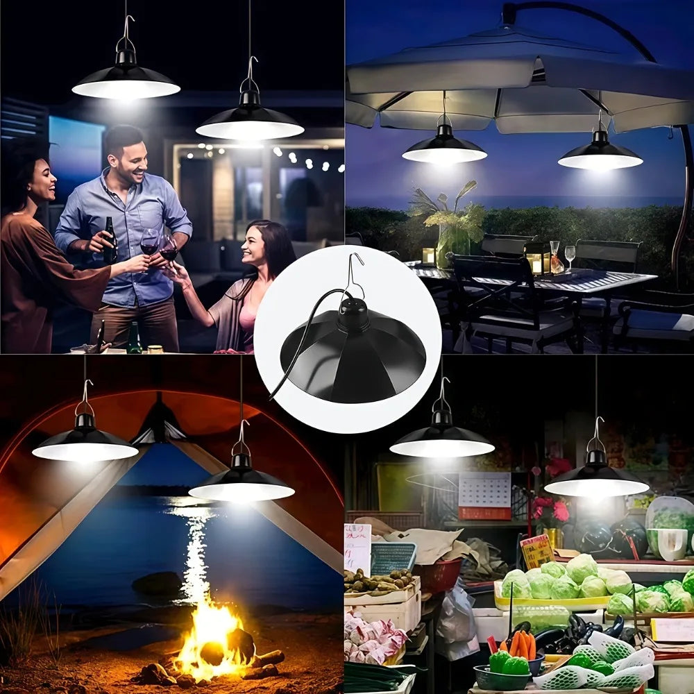 Multi Use Split Solar Pendant Light Dual Head For Camping Gazebo Garage Balcony Outdoor Yard Lamp
