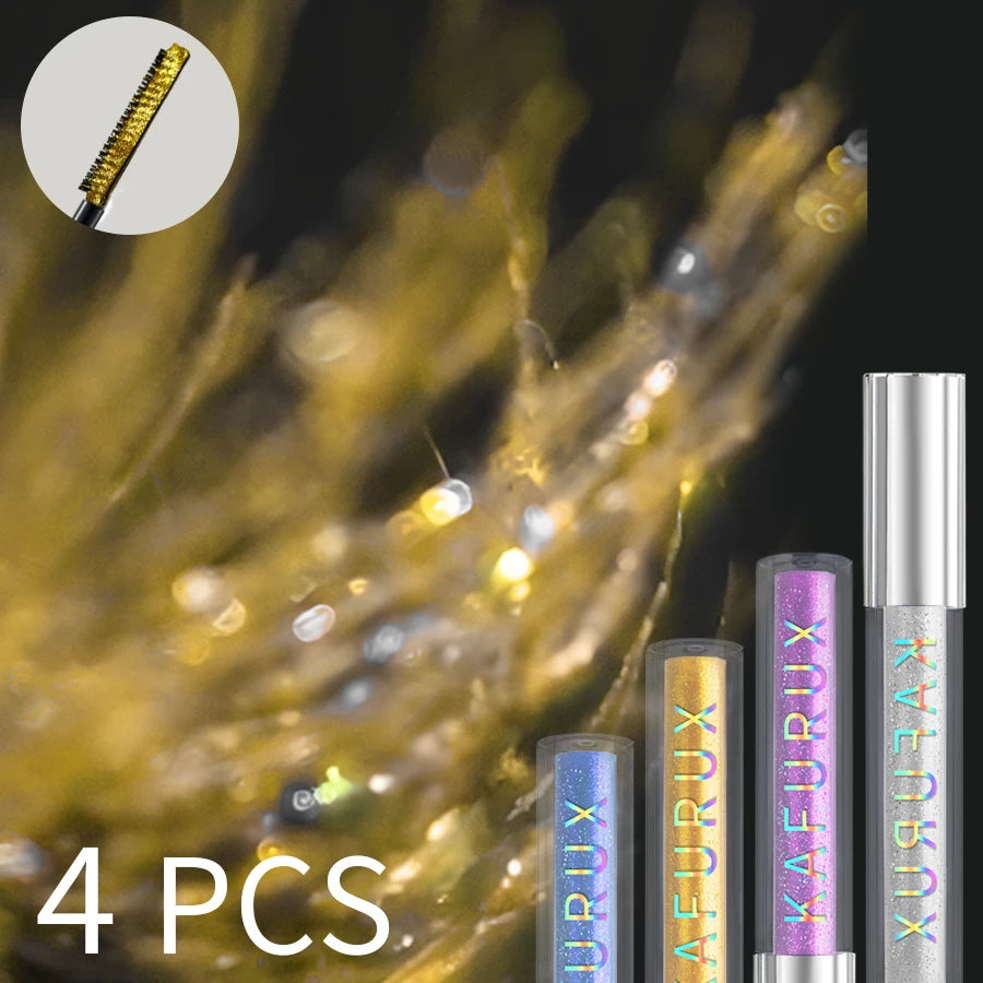 4pcs Diamond Mascara Shining Sweet Proof Glitter Eyelashes Quick Dry Lasting Curling Thick Waterproof Mascara Shimmer Blue Pink White Yellow Eye Makeup Eye Cosmetics for Women Gifts