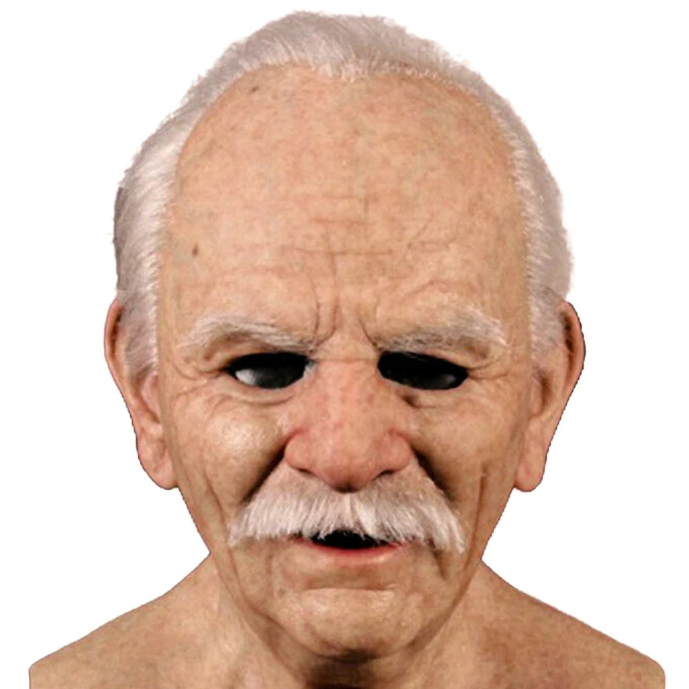 Halloween Human Wrinkle Mask Latex Old Man Horror Wrinkle Face Masks Simulation Thriller Atmosphere for Party Masquerade