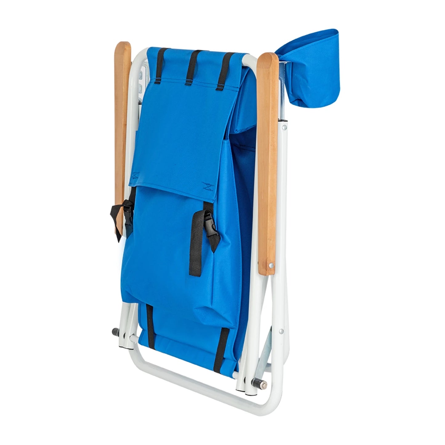 Portable High Strength Beach Chair with Adjustable Headrest Foldable Outdoor Camping Chair 600D Fabric Cup Holder Heavy Blue