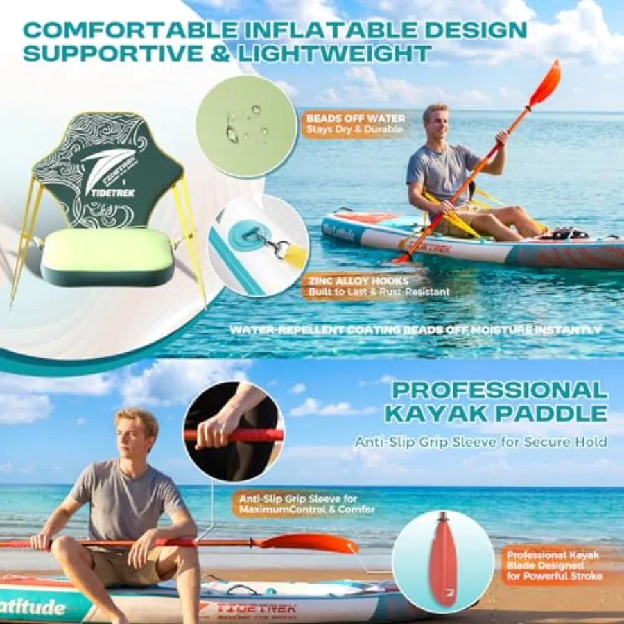 Inflatable Touring Kayak 11'3 x 35 x 8 with Waterproof Seat Premium Accessories Ultra-Stable SUP Kayak Hybrid in Blue Non-Slip