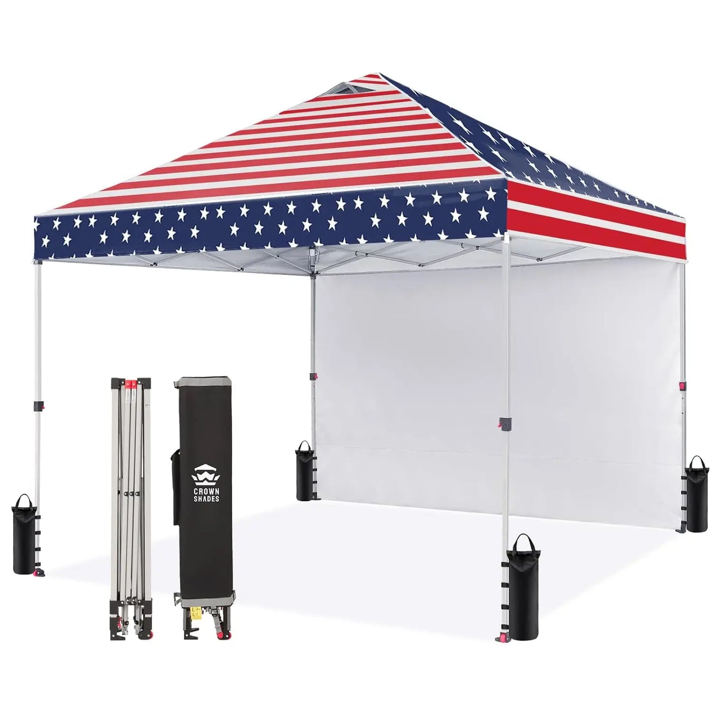 10x10 Pop Up Canopy with 1 Side Wall - Beach Tent with One Push Setup - Outdoor Sun Shade for Events, Parties,, Customized