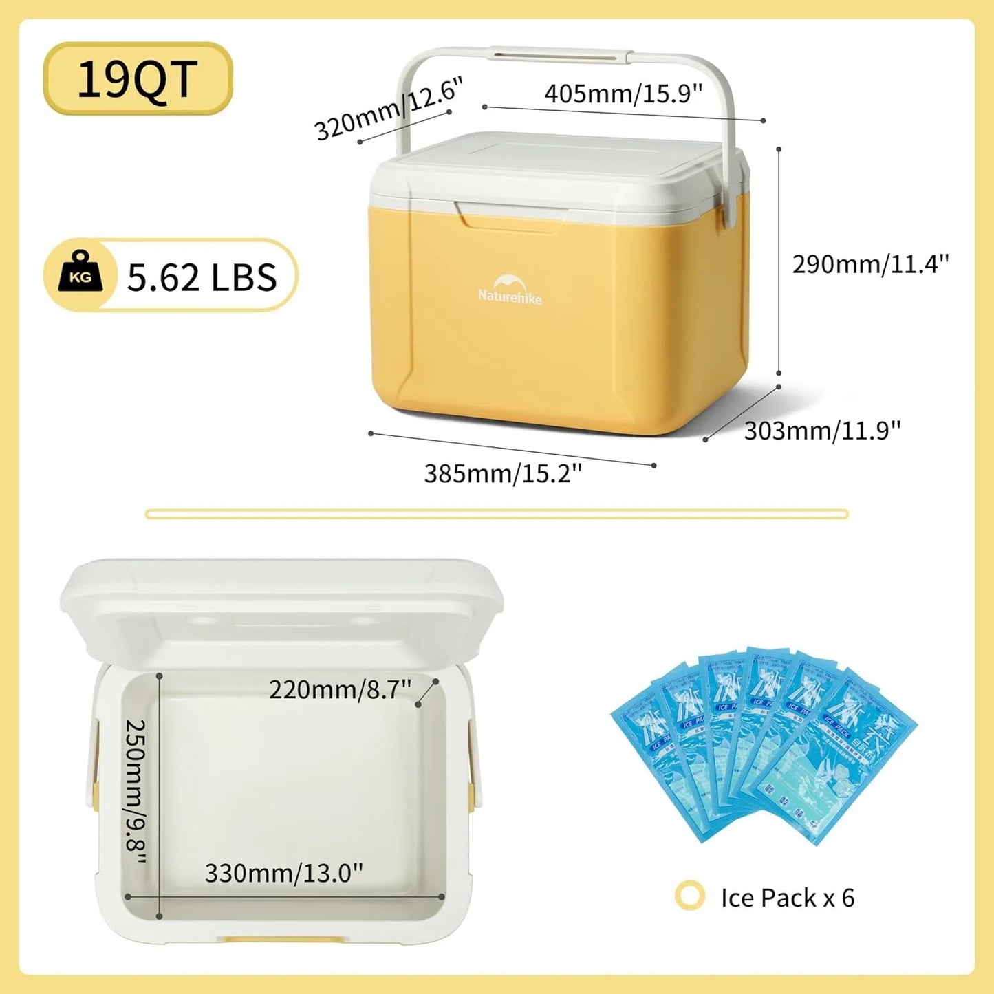 Naturehike 18L Cooler Box Portable Insulated Ice Chest Box Outdoor Picnic Food Cold Preservation Box Fishing Barbecue