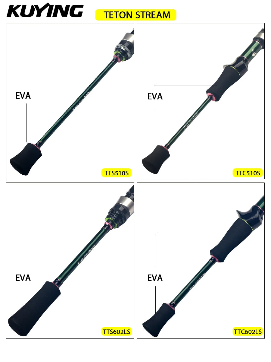 Deliver from USA KUYING TETON TTC662L TTC632UL TTS662L TTC602LS TTS602LS Fishing Lure Rod Casting Spinning River Stream Carbon