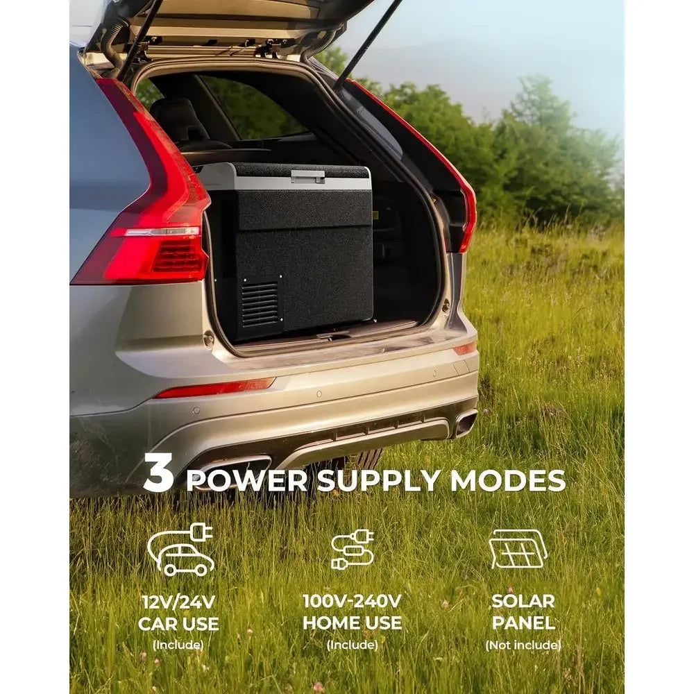 12 Rerigerator, 64 Quart Electric Cooler, Car ridge 12V/24V DC 100~240V AC, Portable reezer -4℉~68℉, APP Control, Portable 12V R