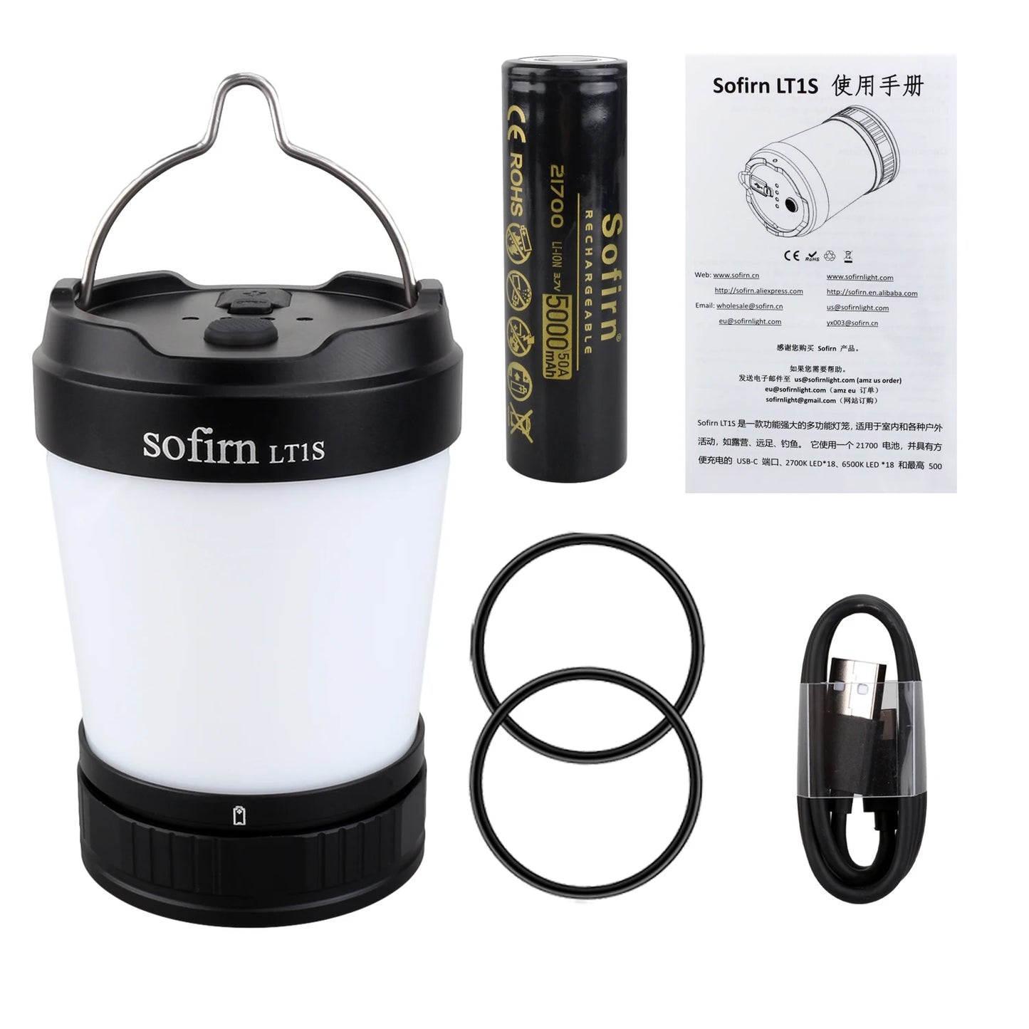 Camping Light USB C 21700 Rechargeable Powerful Torch Portable Emergency Lantern 2700K-6500K with Reverse Charging