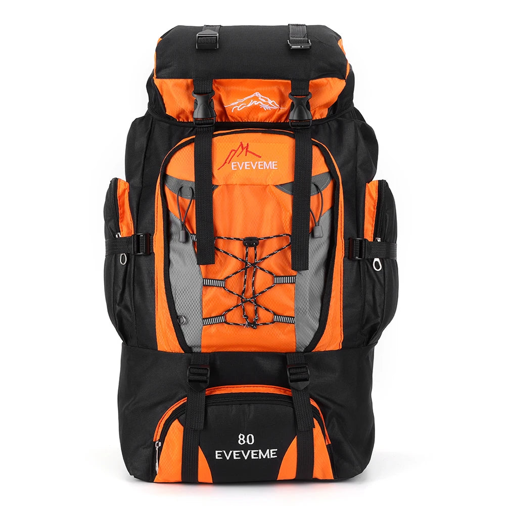 Waterproof 80L Large Capacity Mountain Climbing Backpack Canvas Trekking Camping Fishing Hiking Adjustable Strap OutdoorRucksack