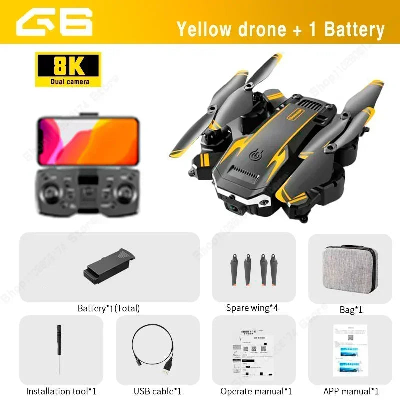 S6/G6 Professional Drone 8K HD Camera 5G GPS Optical Flow Obstacle Avoidance Foldable RC Quadcopter for Aerial Photography Gift