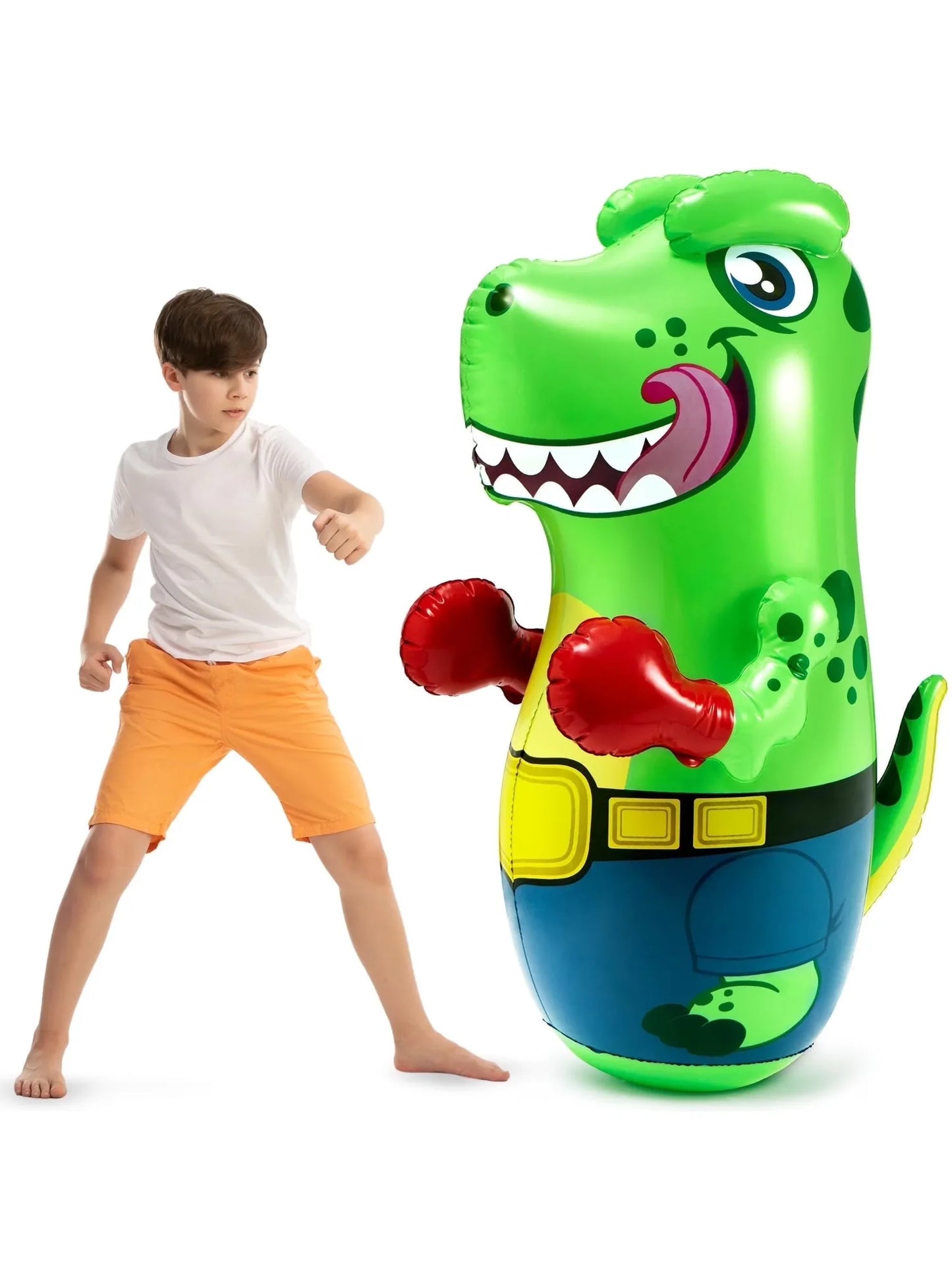 Joyfy 47-Inch Inflatable T-Rex Dinosaur Punching Bag for Kids Gift with Bounce-Back Action and Punching Toy